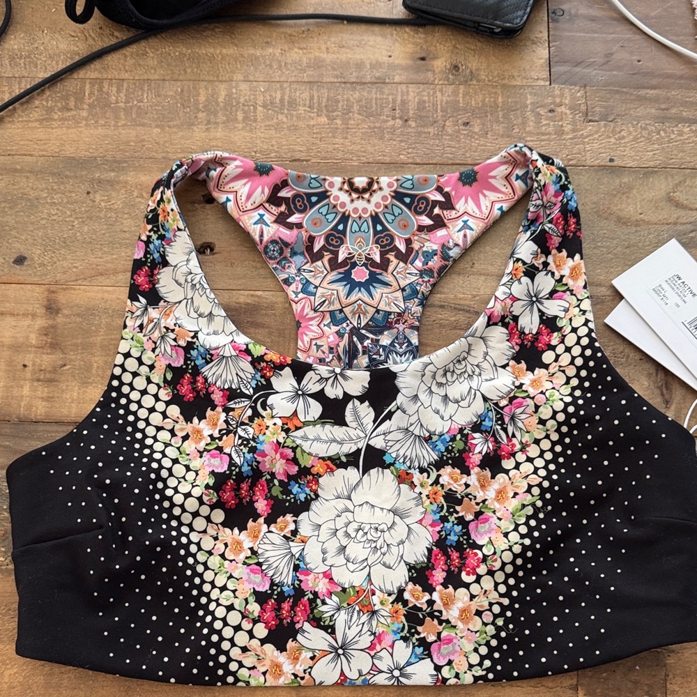 NWT Johnny Was Reversible Floral and Geometric Patterned Sports Bra